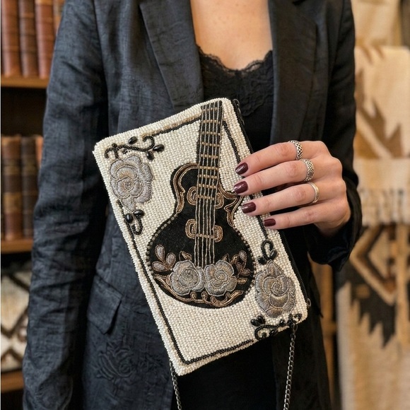 Mary Frances Handbags - NWT Mary Frances Hand-Beaded Guitar Crossbody Mini clutch Purse